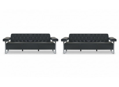 Sofa set office leather sofas 2-piece 3-seater Chesterfield modern designer