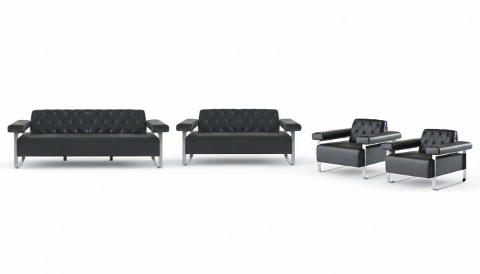 Black Modern Style Chesterfield Design Office 4-piece Set Sofa Sets