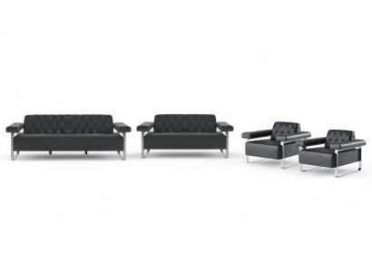 Black Modern Style Chesterfield Design Office 4-piece Set Sofa Sets