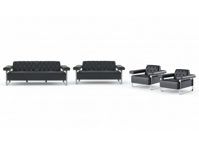Black Modern Style Chesterfield Design Office 4-piece Set Sofa Sets
