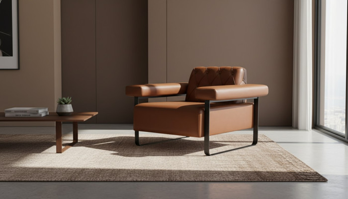 Armchair Brown 1-Seater Chesterfield Design Modern Original Versatile