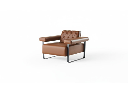 Armchair Brown 1-Seater Chesterfield Design Modern Original Versatile
