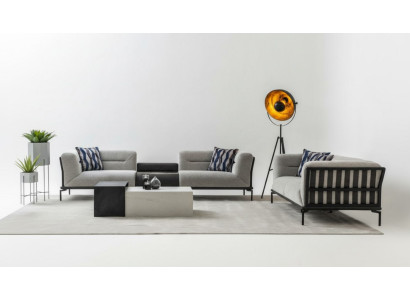 Light gray sofa set Elegant 4-seater upholstered three-seater 2-piece set