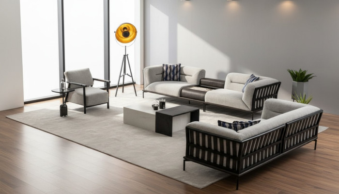 Luxurious Sofa Set Designer Four-Seater Noble Upholstery Three-Seater Armchair