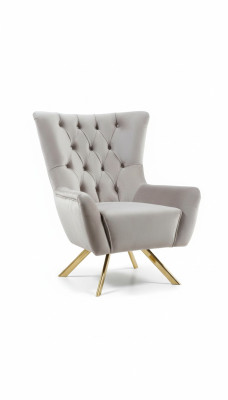 Chesterfield light gray upholstered armchair living room chair stainless steel legs