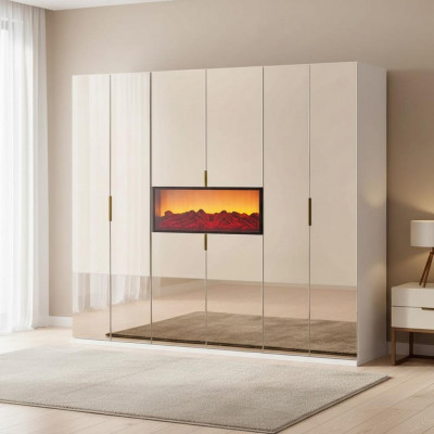 Beige bedroom wardrobe designer wardrobe noble wooden cabinets