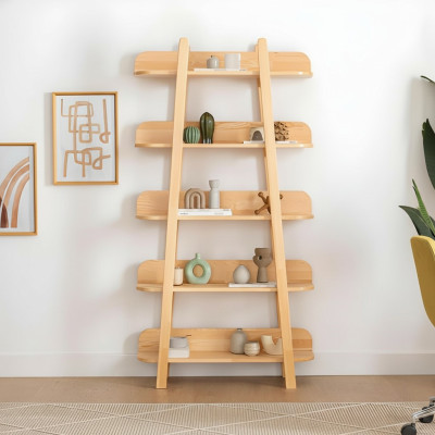Modern beige bookshelf living room storage shelves designer wooden furniture