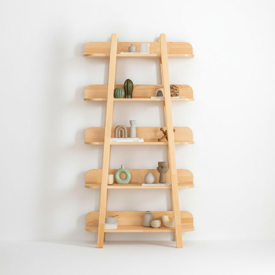 Modern beige bookshelf living room storage shelves designer wooden furniture