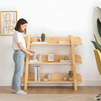 Compact bookshelf designer living room storage shelf luxury wood furniture