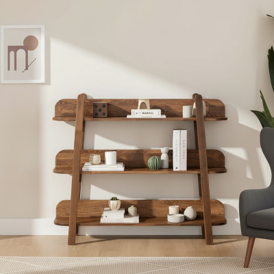 Modern dark brown bookshelf designer shelves wood storage shelves