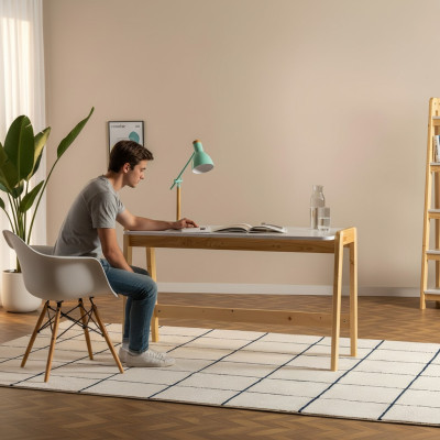 White-beige desk designer office tables computer tables wooden furniture