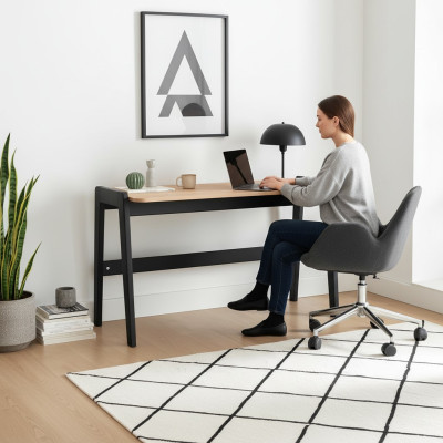 Black-beige computer desk, robust desk, designer office furniture