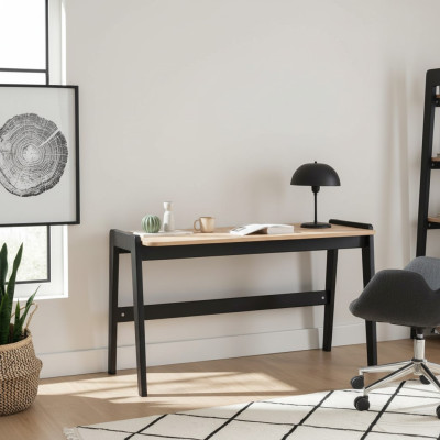 Black-beige computer desk, robust desk, designer office furniture