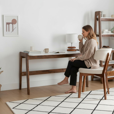 Brown and white laptop table luxurious office furniture designer desks