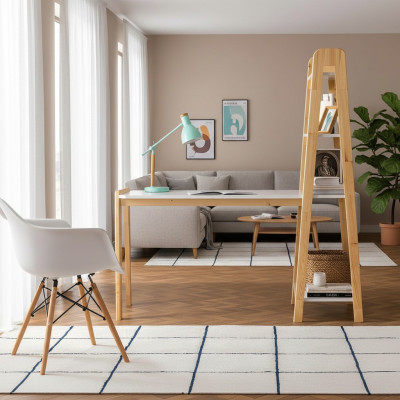 Compact white computer desk, luxurious desk, designer furniture.