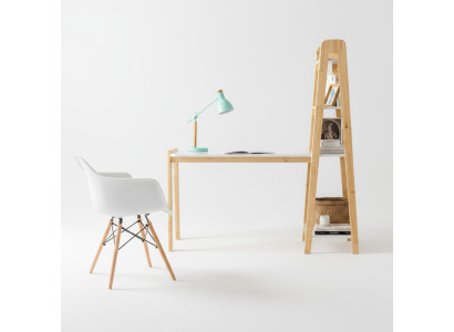 Compact white computer desk, luxurious desk, designer furniture.