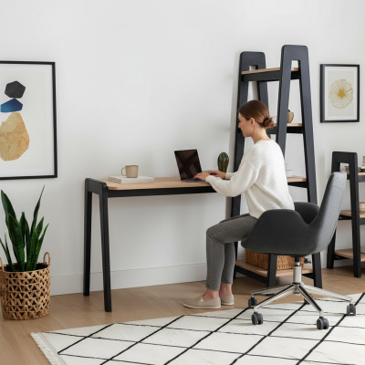Black-Brown Compact Laptop Desk Designer Desk Luxury Furniture