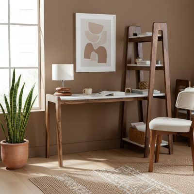 Brown-White Computer Desk Office Desk Luxurious Study Room Furniture