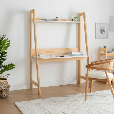 Light beige desk luxurious study designer wood tables