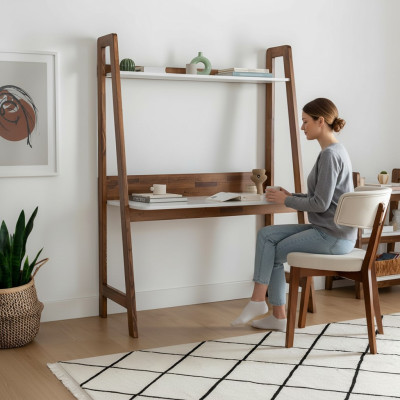 White-Brown Desk Stylish Filing Table High-Quality Furniture