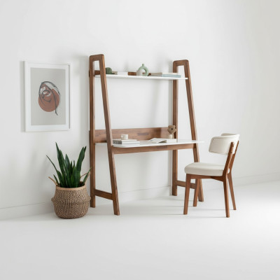 White-Brown Desk Stylish Filing Table High-Quality Furniture