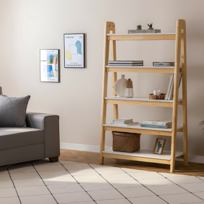 Light beige bookshelf designer wall shelves luxurious wood filing cabinet