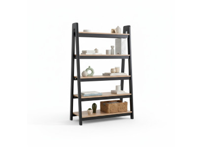 Black-beige bookshelf living room file shelves wooden racks furniture
