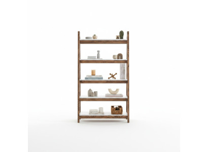 Brown-white bookshelf living room designer wood shelves noble furniture