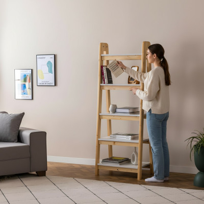 Stylish Beige Bookshelf Designer Filing Cabinet Living Room Furniture