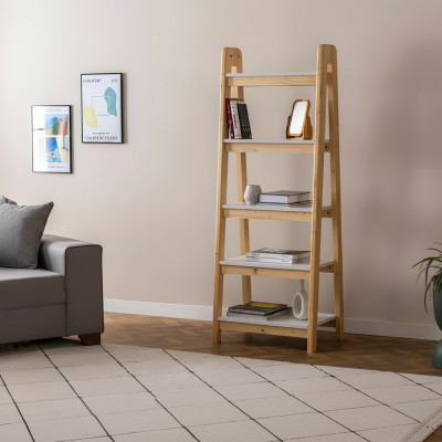Stylish Beige Bookshelf Designer Filing Cabinet Living Room Furniture