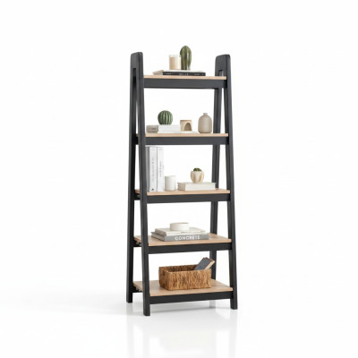 Black-Brown Bookshelf Designer Wall Shelf Office File Shelf Stand