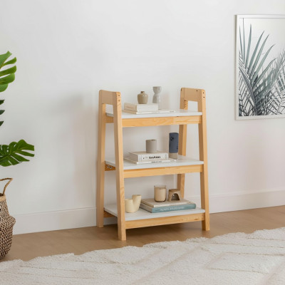 Light beige bookshelf floor shelf children's bookcase elegant wooden furniture