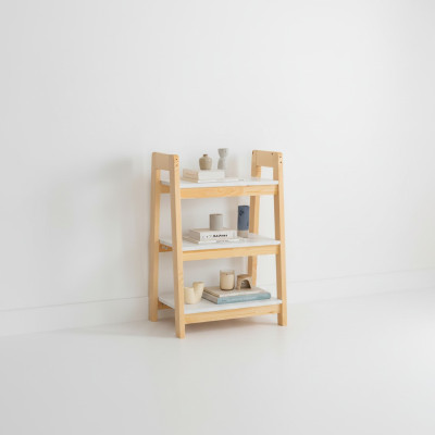 Light beige bookshelf floor shelf children's bookcase elegant wooden furniture