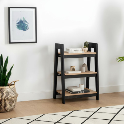Black-beige bookshelf wood shelving children's luxury storage furniture