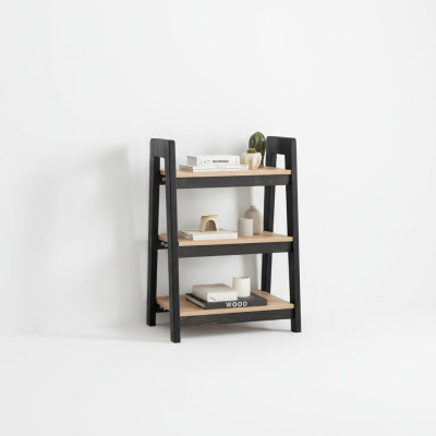 Black-beige bookshelf wood shelving children's luxury storage furniture