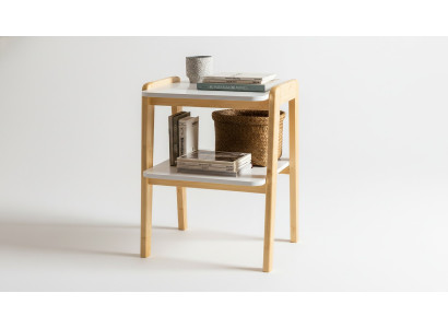 Beige-White Bookshelf Designer Living Room Storage Furniture Wooden Frame