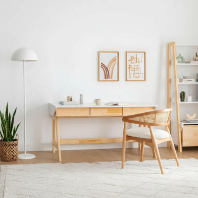Light beige desk luxurious study designer wood desks