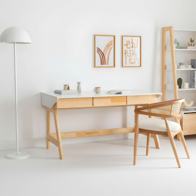 Light beige desk luxurious study designer wood desks
