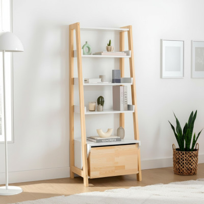 Elegant bookshelf modern study room furniture wooden frame shelves