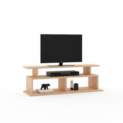 Stylish Beige TV Stand Living Room Sideboard Sturdy Wooden Shelf