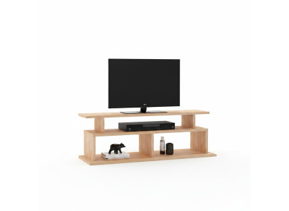 Stylish Beige TV Stand Living Room Sideboard Sturdy Wooden Shelf