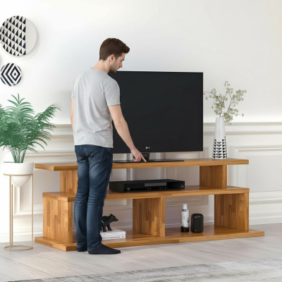 Stylish Brown TV Table Living Room TV Stand Robust Sideboard