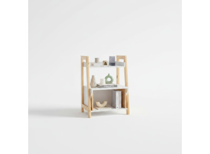 Beige-white bookshelf shelving unit high-quality wood side cabinet