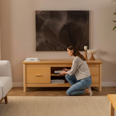 Stylish beige TV stands with drawers, designer wood sideboard