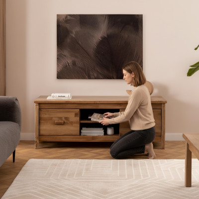 Elegant Brown TV Stand Wood TV Table Living Room Luxurious RTV