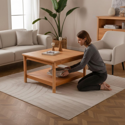 Brown coffee table designer living room wooden side table.