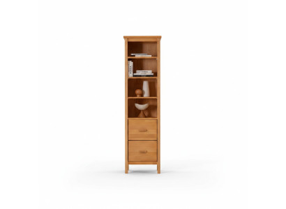 Robust Light Brown Living Room Display Cabinet Designer Wood Cabinet with 2 Drawers