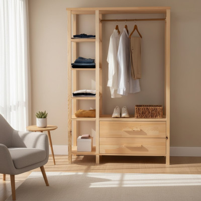 Modern wooden coat rack hallway elegant clothing rail