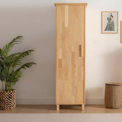 Compact beige wardrobe, 1-door bedroom storage cabinet
