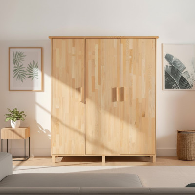 Beige Bedroom Noble Wardrobe Designer 3-Door Wooden Cabinets